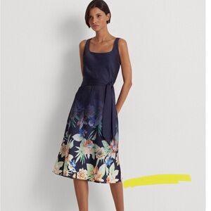 Ralph Lauren Belted Charmeuse Dress, NWT, Size 14